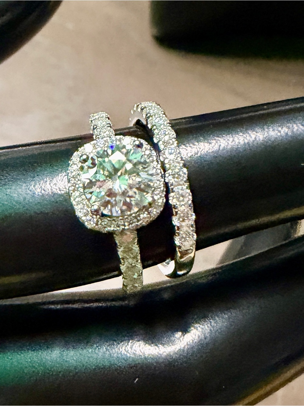 1.0ct Moissanite Bridal Set Engagement Ring - Sterling Silver - Size 6